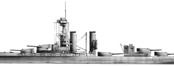 Боевой корабль HMS Iron Duke (Battleship) (1916) - чертежи, габариты, рисунки
