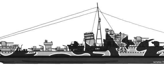 Корабль HMS Janus F53 (Destroyer) (1940) - чертежи, габариты, рисунки