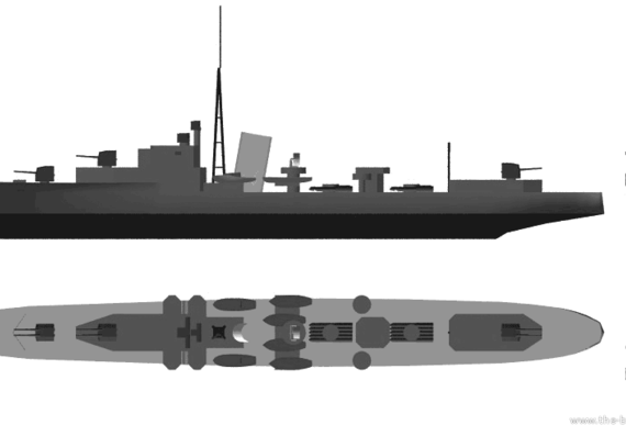Боевой корабль HMS Jersey (Destroyer) (1940) - чертежи, габариты, рисунки
