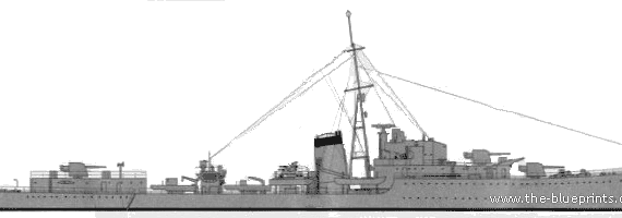 Эсминец HMS Kelly (Destroyer) (1940) - чертежи, габариты, рисунки