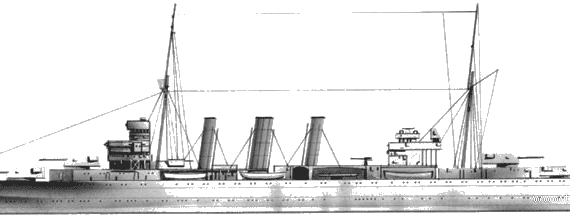 Крейсер HMS Kent (1926) - чертежи, габариты, рисунки