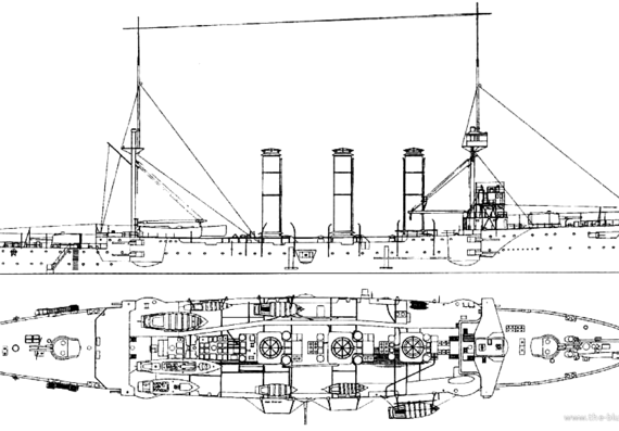 Крейсер HMS Kent (Armored Cruiser) (1915) - чертежи, габариты, рисунки
