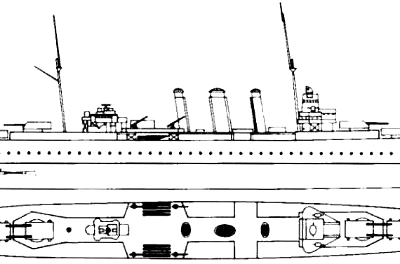 Боевой корабль HMS Kent (Cruiser) (1928) - чертежи, габариты, рисунки