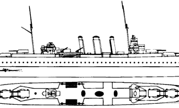 Боевой корабль HMS Kent (Heavy Cruiser) (1930) - чертежи, габариты, рисунки
