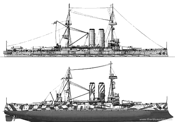 HMS King Eduard VII warship - drawings, dimensions, figures