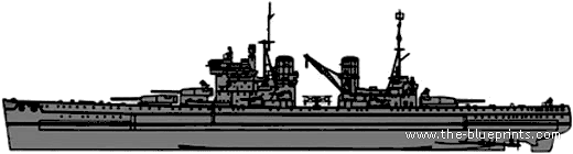 Боевой корабль HMS King George V (1939) - чертежи, габариты, рисунки
