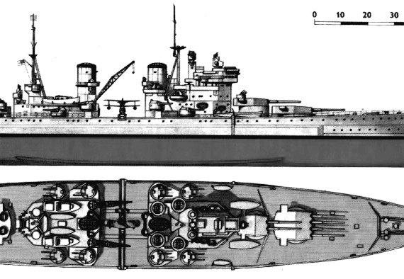 Боевой корабль HMS King George V (1944) - чертежи, габариты, рисунки