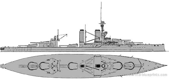 Корабль HMS King George V (Battleship) (1914) - чертежи, габариты, рисунки