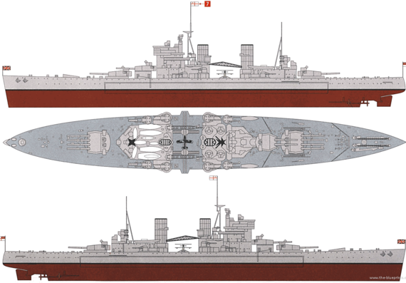HMS King George V (Battleship) (1941) - drawings, dimensions, pictures