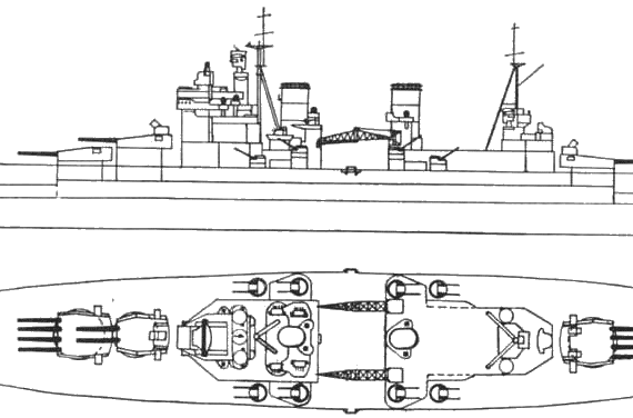 HMS King Goerge V warship - drawings, dimensions, figures