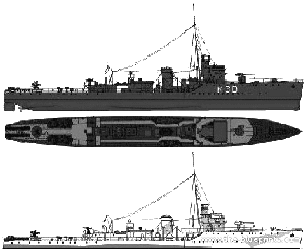 Корабль HMS Kingfisher (Coastal Escort) (1941) - чертежи, габариты, рисунки