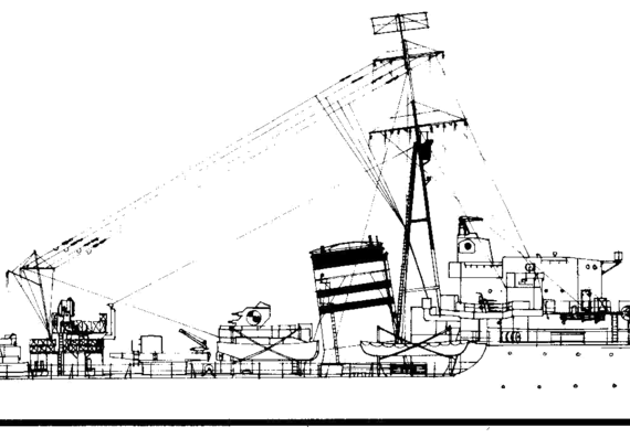 Боевой корабль HMS Laforey Destroyer (1942) - чертежи, габариты, рисунки