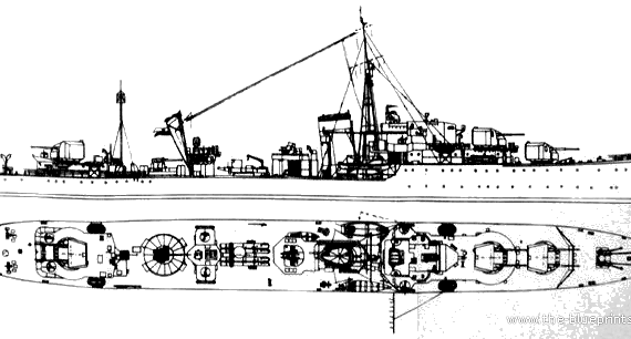 Эсминец HMS Laforey (Destroyer) (1943) - чертежи, габариты, рисунки