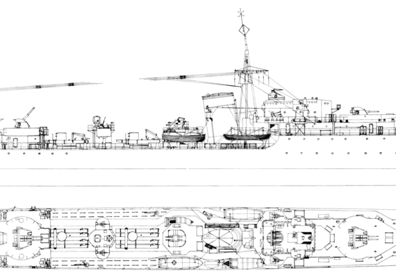 Destroyer HMS Lance (Destroyer) (1940) - drawings, dimensions, pictures