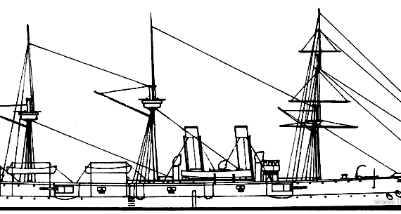 Cruiser HMS Leander (1882) - drawings, dimensions, pictures