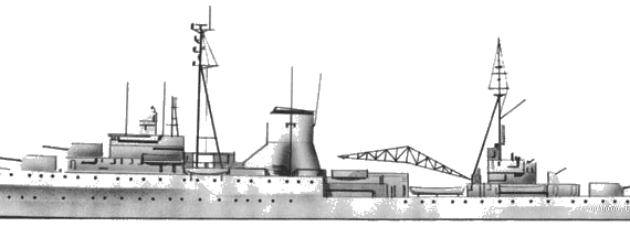Cruiser HMS Leander (1939) - drawings, dimensions, pictures