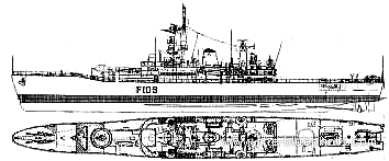 Корабль HMS Leander F109 (Frigate) (1973) - чертежи, габариты, рисунки