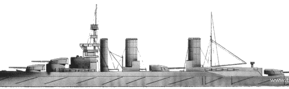 Крейсер HMS Lion (Battlecruiser) (1911) - чертежи, габариты, рисунки
