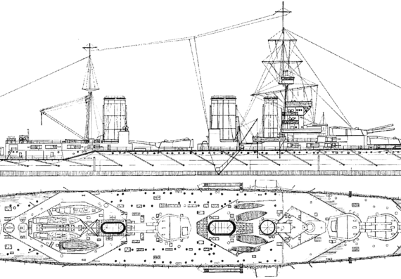 Корабль HMS Lion (Battlecruiser) (1912) - чертежи, габариты, рисунки