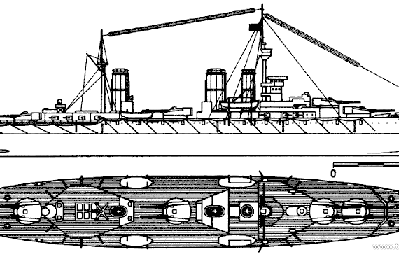 Корабль HMS Lion (Battlecruiser) (1915) - чертежи, габариты, рисунки