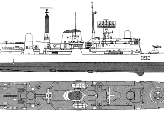 Корабль HMS Liverpool D92 - чертежи, габариты, рисунки