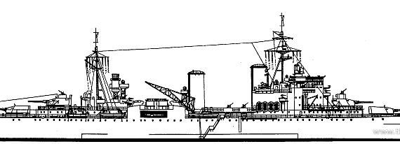 Крейсер HMS London (1943) - чертежи, габариты, рисунки