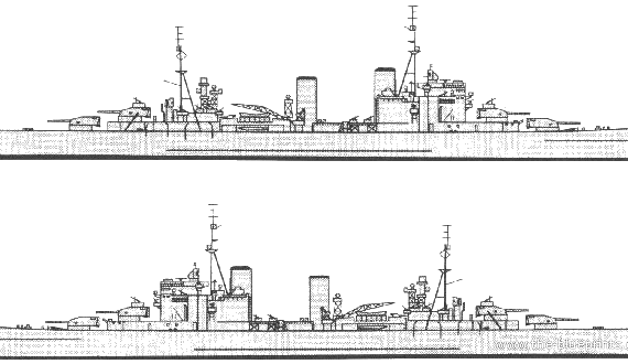 Корабль HMS London C69 (Heavy Cruiser) - чертежи, габариты, рисунки