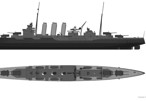 Combat ship HMS London (Heavy Cruiser) (1942) - drawings, dimensions, pictures