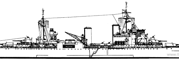 Корабль HMS London (Heavy Cruiser) (1943) - чертежи, габариты, рисунки