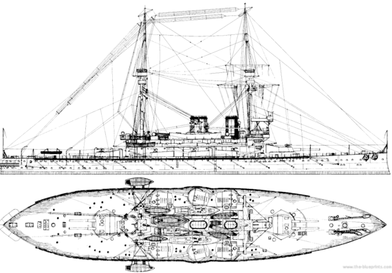 Warship HMS Lord Nelson 1908 (Battleship) - drawings, dimensions, pictures