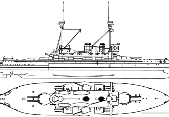Корабль HMS Lord Nelson (Battleship) (1908) - чертежи, габариты, рисунки