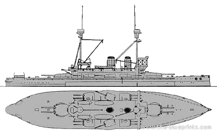 Корабль HMS Lord Nelson (Battleship) (1918) - чертежи, габариты, рисунки