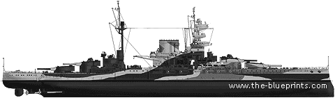 Боевой корабль HMS Malaya (Battleship) - чертежи, габариты, рисунки