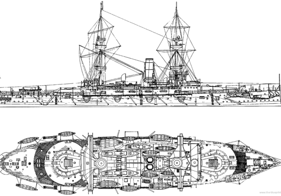 Боевой корабль HMS Mars (Battleship) (1896) - чертежи, габариты, рисунки