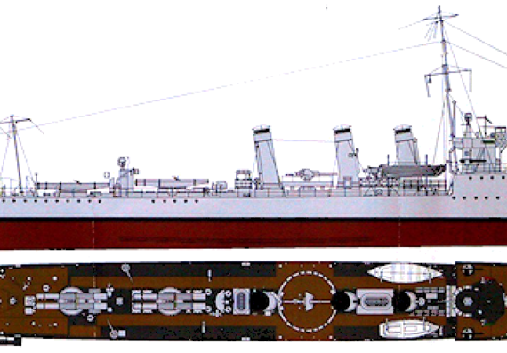 Эсминец HMS Mary Rose 1916 (Destroyer) - чертежи, габариты, рисунки