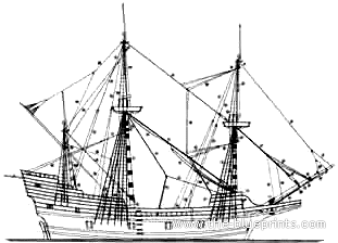 Корабль HMS Mayflower - чертежи, габариты, рисунки