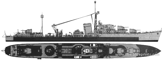 Корабль HMS Milne (Destroyer)HMS Milne (Destroyer) (1944) - чертежи, габариты, рисунки