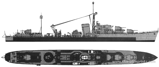 Корабль HMS Milne (Destroyer) (1944) - чертежи, габариты, рисунки