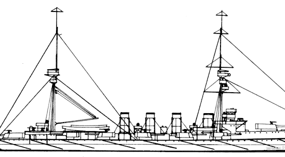 Корабль HMS Minotaur (Armoured Cruiser) (1909) - чертежи, габариты, рисунки
