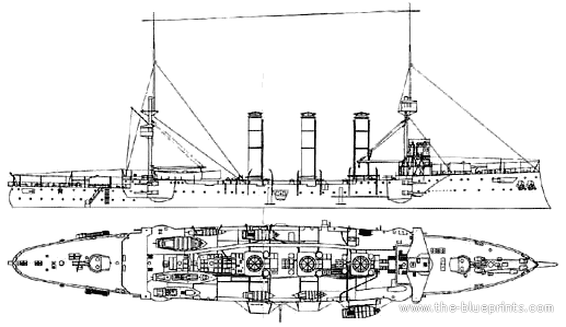 Cruiser HMS Monmouth (Cruiser) (1901) - drawings, dimensions, pictures