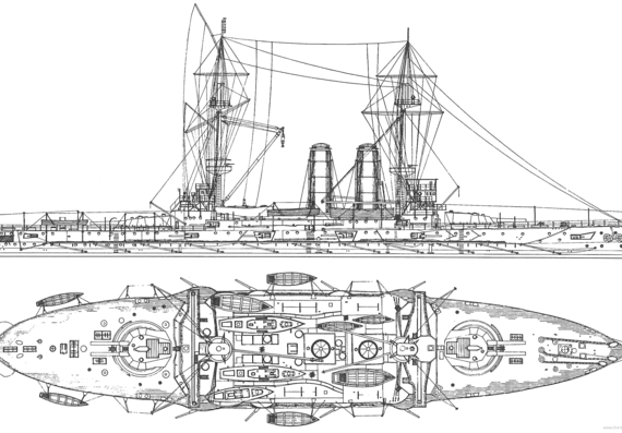 Боевой корабль HMS Montagu (Battleship) (1904) - чертежи, габариты, рисунки