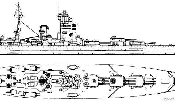 Корабль HMS Nelson (Battleship) (1939) - чертежи, габариты, рисунки