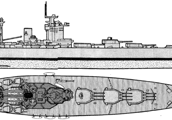 Корабль HMS Nelson (Battleship) (1942) - чертежи, габариты, рисунки