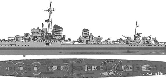 Корабль HMS Nonsuch (DKM Z-38 Destroyer) (1948) - чертежи, габариты, рисунки