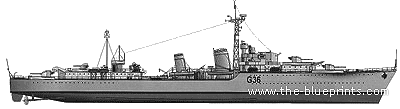 Корабль HMS Nubian G36 (Destroyer) - чертежи, габариты, рисунки