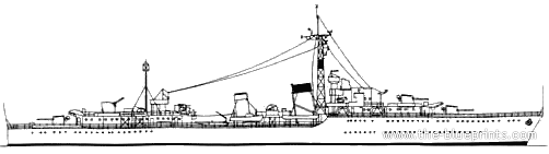 Warship HMS Nubian (Tribal Class Destroyer) (1945) - drawings, dimensions, pictures
