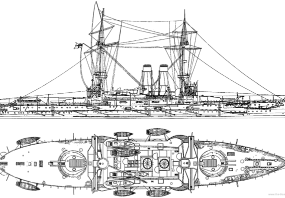 Боевой корабль HMS Ocean (Battleship) (1900) - чертежи, габариты, рисунки