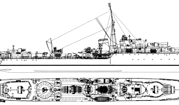 Корабль HMS Onslow G17 (Destroyer) (1942) - чертежи, габариты, рисунки
