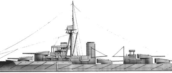 Боевой корабль HMS Orion (Battleship) (1915) - чертежи, габариты, рисунки