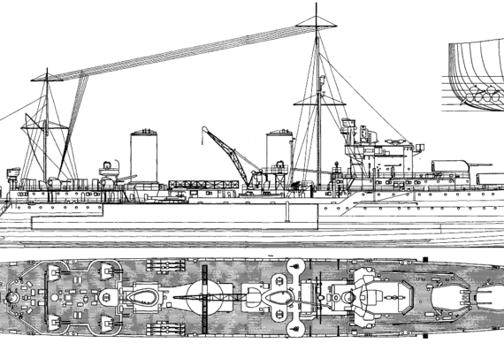Боевой корабль HMS Penelope (1939) - чертежи, габариты, рисунки
